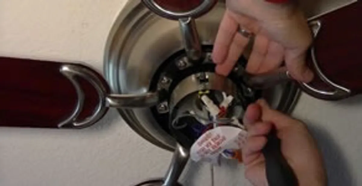 Ceiling fan installation with electrical wiring and mounting by professional electrician in Houston, TX