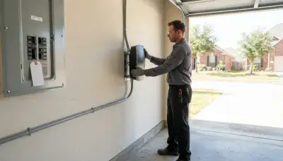 Wall-mounted EV charger with protected conduit installed by an electrician in Missouri City, TX