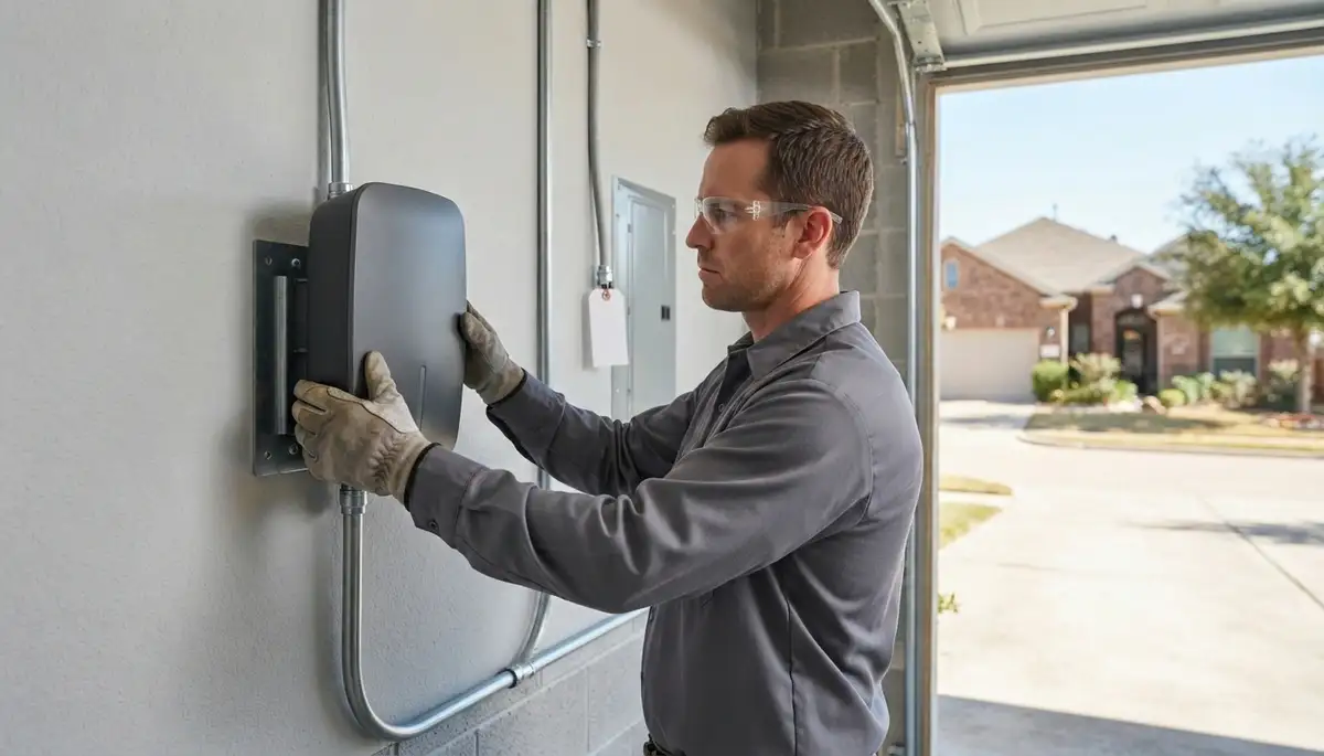 Electrician installing an EV charger with a dedicated circuit in Thompsons, TX