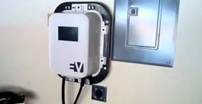 Electric car charger installation with wall-mounted EV charging station in Houston, TX