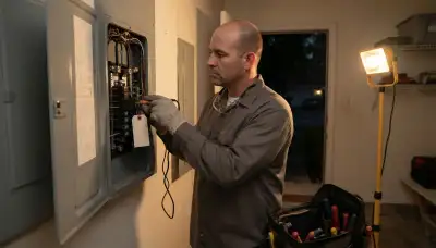 Emergency electrician tests an unsafe breaker during electrical repair in South Houston, TX
