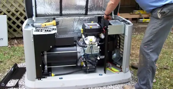 generator installation service showing technician connecting and configuring generator components in Houston, TX