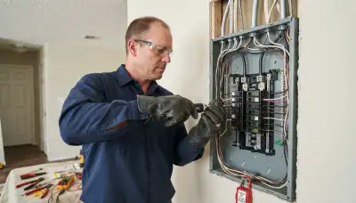 Houston, TX electrician installing a new load center during a residential electrical panel upgrade