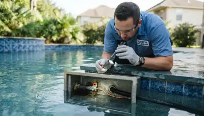 Houston, TX electrician assesses pool light niche bonding for safe grounding
