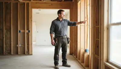 Houston, TX electrician assessing circuit layout in an unfinished room for a residential electrical project