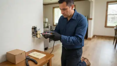 Houston, TX electrician tests a faulty receptacle with a circuit tester during outlet repair