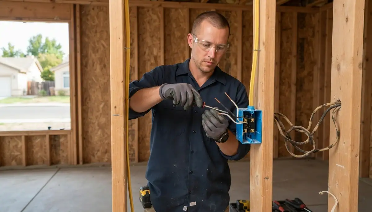 Electrician adding circuits and replacing outdated wiring in a Fresno, TX home