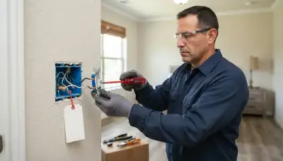 Houston, TX electrician replacing a wall switch with secure wiring connections