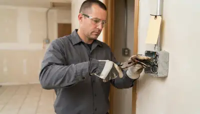 Houston, TX electrician replacing scorched wiring and a failed device in an open junction box